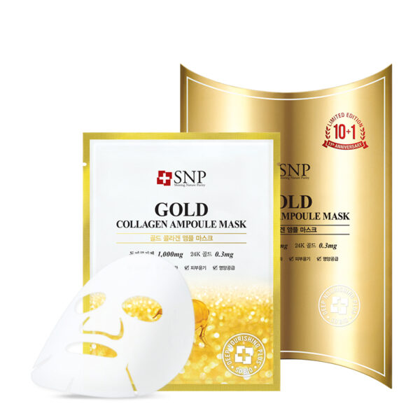 Mặt nạ dưỡng trắng da vàng Gold Collagen Ampoule Mask - Mỹ phẩm Hàn Quốc SNP